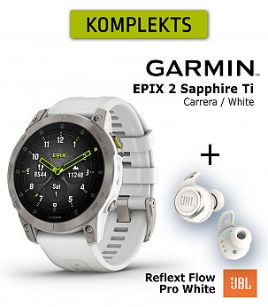 GARMIN EPIX 2 Carrera White Sapphire Ti + JBL Reflect Flow White spordikell
