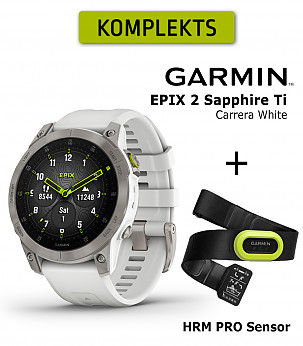 GARMIN EPIX 2 Carrera White Sapphire Ti + HRM PRO Sensor spordikell
