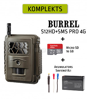 BURREL S12HD+SMS Pro 4G + SD 16GB + battery + cables metsakaamerad