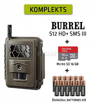 BURREL S12 2G HD+ MMS III + MicroSD 16GB + Duracell Batteries 12 pcs metsakaamerad
